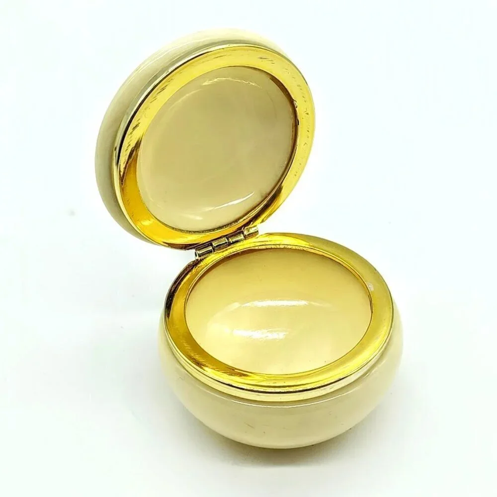 Hand-Carved Italian Alabaster Round Trinket Box